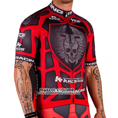 2016 Maillot Ciclismo Rock Racing Rouge et Marron Manches Courtes et Cuissard